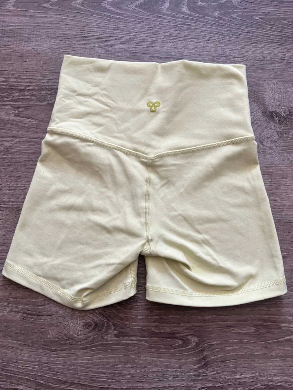 High-Waist Women's TNA Yellow Biker Shorts - Picture 4 of 7